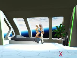 3d sci-fi android dickgirl eikels inviting damsel in ruimte. | xhamster