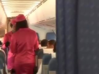 Gorgeous air hostess sucking pilots big johnson