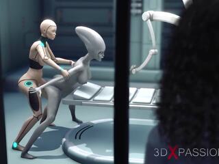 נְקֵבָה פורנו android מחזות עם an חייזר ב ה sci-fi lab | xhamster