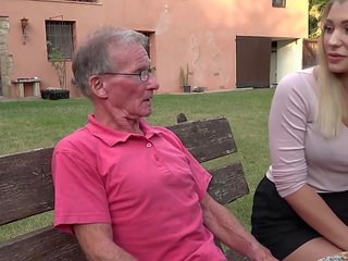 Blonde extraordinary ass anal fucked by lustful grandpa