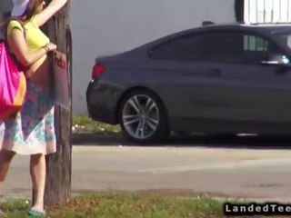 Teen hitchhiker fucks huge pecker outdoor POV