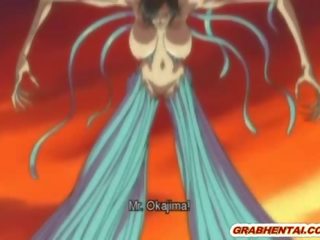 Hentai trẻ phái nữ được fucked lược qua một freaking khổng lồ con quái vật