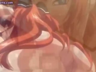 Redhead hentai teasing hard shaft