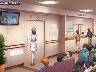 Busty anime nurse licks big putz