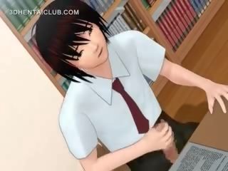 Lusty Anime damsel Fucks Big Dildo In Library